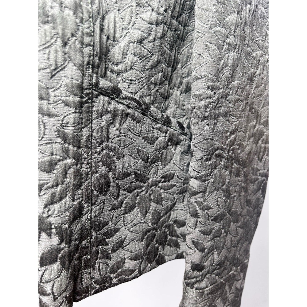 J Jill Quilted Jacket MP Olive Green Embossed Floral Petite Pockets - Picture 7 of 11